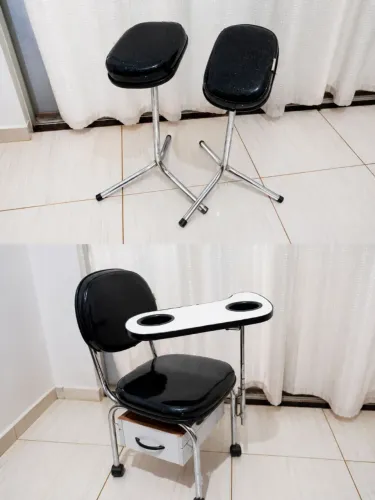 Cadeira de manicure + 2 apoios de pernas