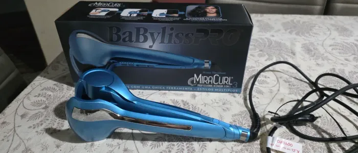 Modelador de Cachos Automático BaBylissPRO Nano Titanium MiraCurl 3 - Profissional (Azul)