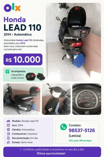 Honda Lead 110 2014 Automática - Semi Nova