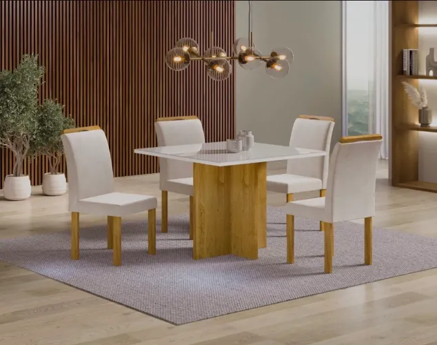 Mesa de Jantar Salinas com 04 Cadeiras - 100% MDF
