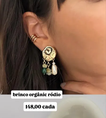 Brinco orgânico banho de ródio
