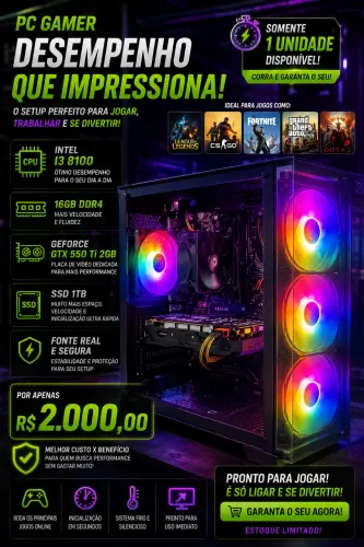 Cpu gamer i3 16gb gtx 550 ti SSD 1 tera