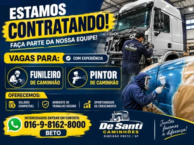 Estamos Contratando Pintor e Funileiro - Caminhão