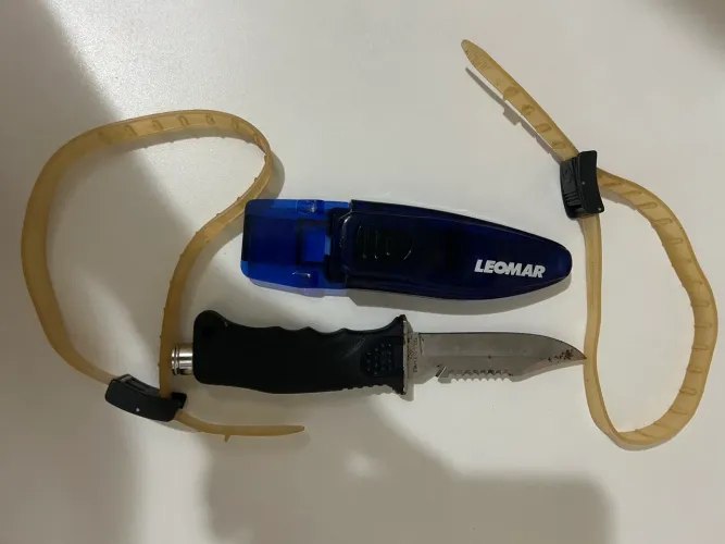 Faca LeoMar Azul Mergulho Caça e Pesca