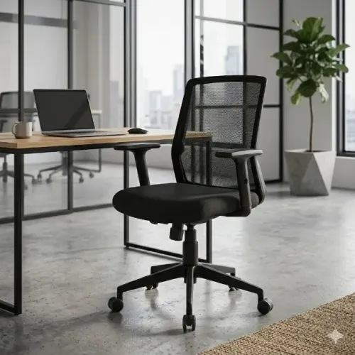 Cadeira Escritório Tela Meet Preta Giratória Ergonômica Conforto Premium Chefia Plus 33124
