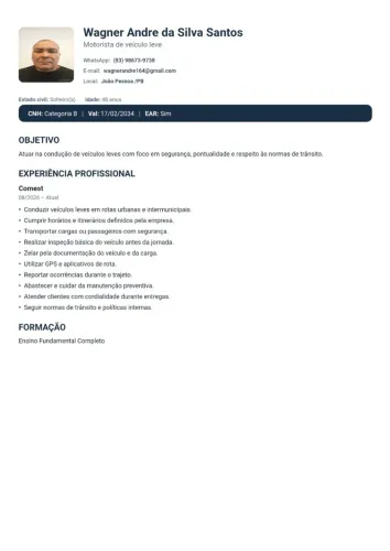Motorista para categoria B