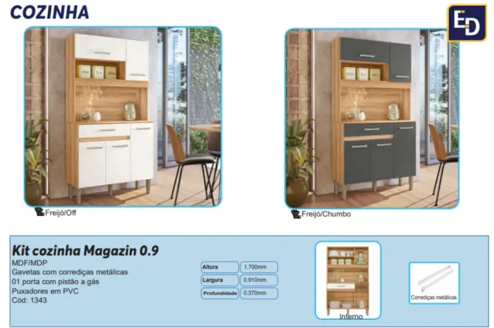 Kit cozinha Magazine 0,90cm
