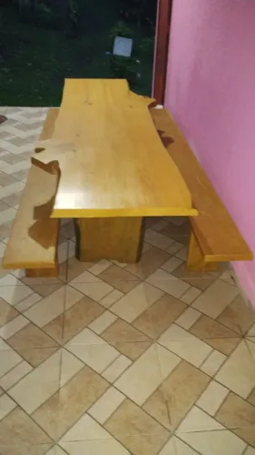 Mesa em Madeira cedro com banco 3m x 80cm