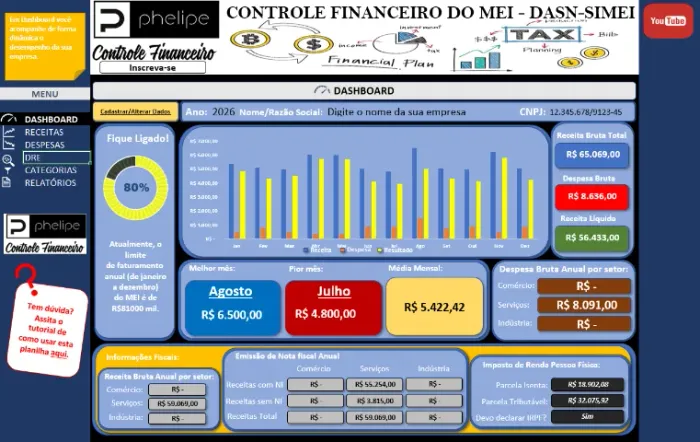Planilha Controle Financeiro MEI