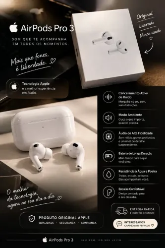 AIRPODS 3 PRO ORIGINAL DA APPLE- NOVO! LACRADO!