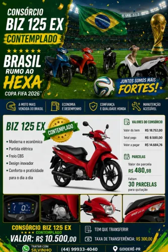 Honda BIZ 125 EX Flex - OKM - A Faturar - CONSÓRCIO CONTEMPLADO