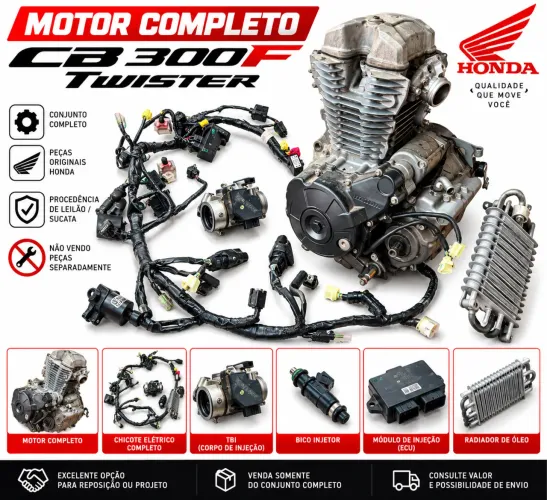 Motor da cb 300f 2025 com nota fiscal de leilão sucata
