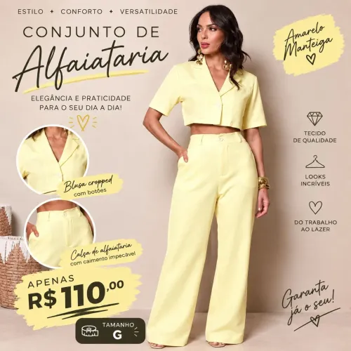 Conjunto Alfaiataria Amarelo Manteiga G
