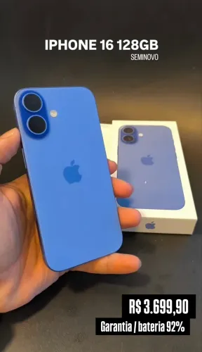 iPhone 16 128gb seminovo + garantia e nota