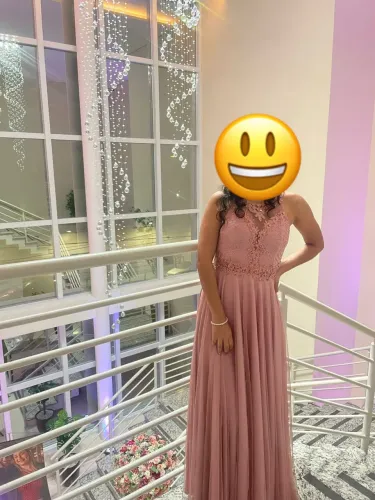 Vestido de festa rosa rose