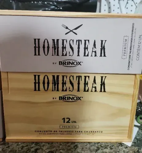 Faqueiro Brinox P/churrasco 12 Pcs Estojo Madeira Homesteak Prateado