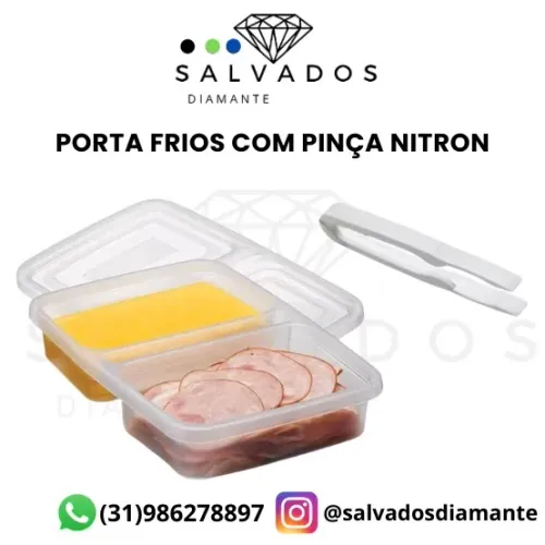 Porta Frios Duplo com tampa e pinça -NOVO