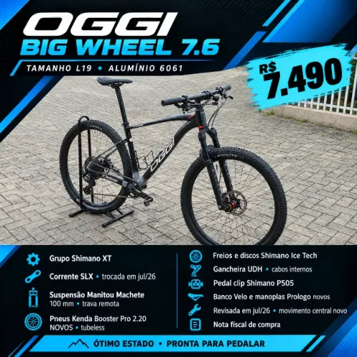 Vendo Oggi Big Wheel 7.6, tamanho L19, quadro em alumínio 6061, em ótimo estado!