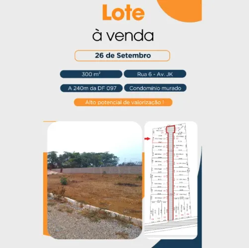 Lote 300 m² na 26 de Setembro - Avenida JK