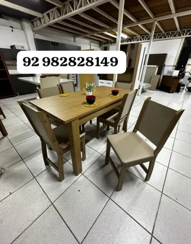 MESA DE 6 LUGARES COM TAMPO EM MDF- ENTREGO HOJE