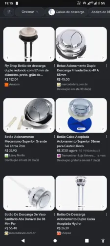 botão descarga caixa acoplada