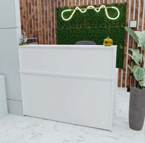 Balcão Atendimento Recepção Consultório 120x60cm Branco Branco