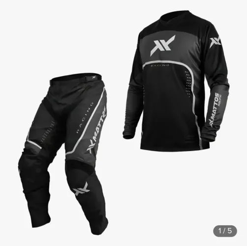 Conjunto Calca E Camisa Mattos Racing Sax Preto Motocross
