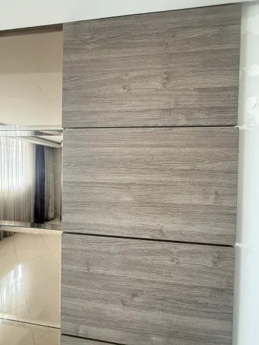 8 chapas de painel em MDF Cinza amadeirado