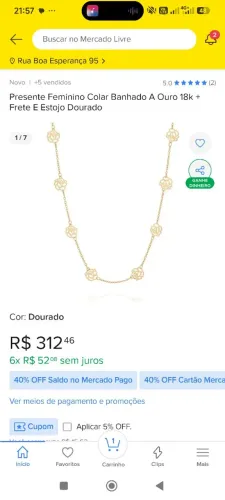 Colar feminino Rommanel rosas semi jóia 