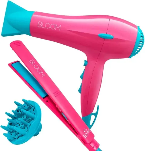 Kit Secador Gama Bloom 2000W Com Prancha Ceramic e Difusor Gama - Rosa