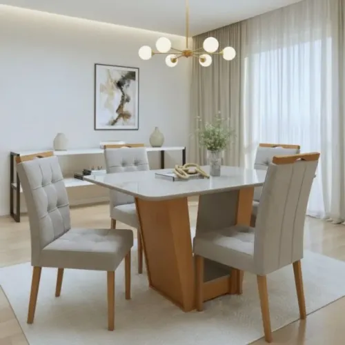 Mesa Apogeu 1,20m com 4 Cadeiras  MDF: Novo. Pronta entrega.