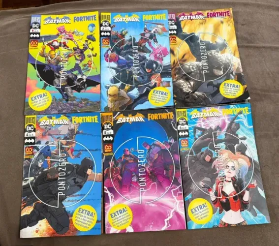 Livro Batman + Fortnite Completo Vol. 1 ao 6. Editora Panini. Valor unitário