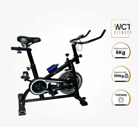 Bicicleta Spinning WCT Fitness Ergométrica 6Kg Aço Preto