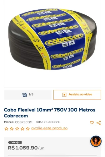 Rolo de cabo 10mm
