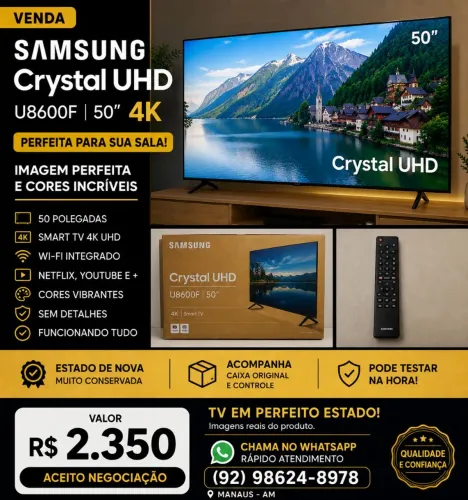 ? TV Samsung Crystal UHD 50? 4K - Estado de Nova