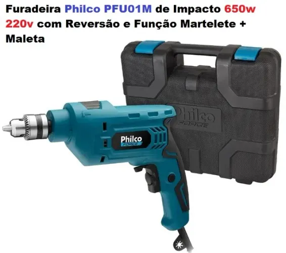 Furadeira Profissional 650W com Maleta 220V + Reversão + 5 niveis de velocidade + Garantia