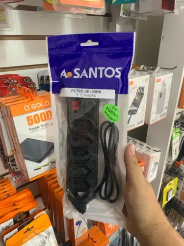 Filtro de linha 5 tomadas com fusível de segurança