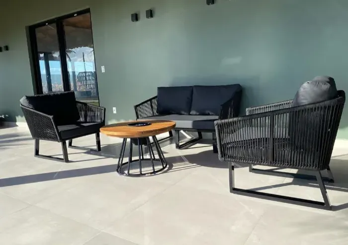 Conjunto sofá em corda náutica para jardim