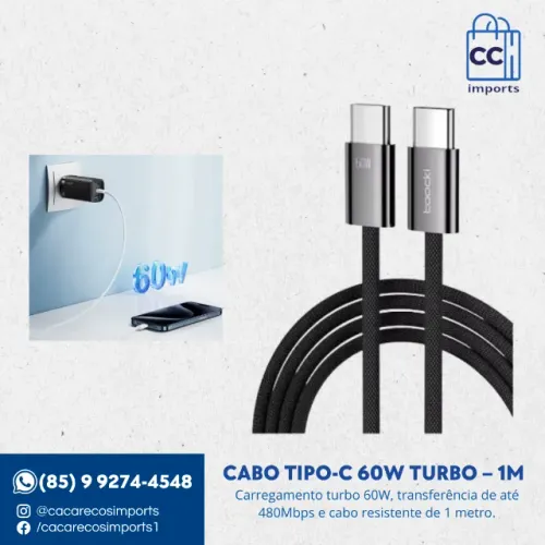 Cabo Tipo-C 60W Turbo - 1 Metro