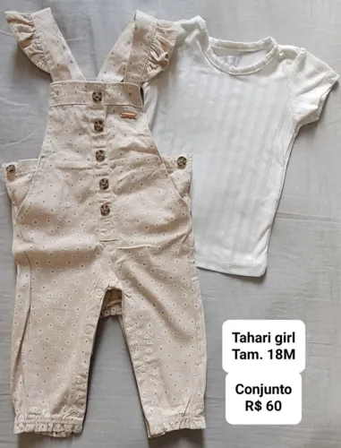 Conjunto Tahari girl Jardineira + blusa 18m