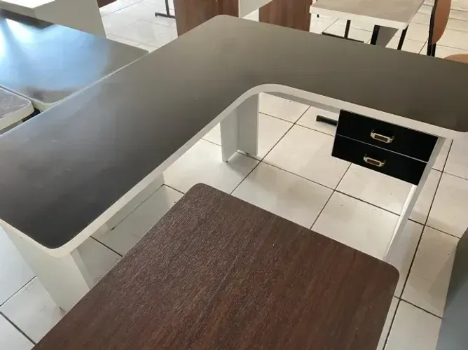 new - escrivaninha em L preta e branca para escritório ou estudo - frete gratuito