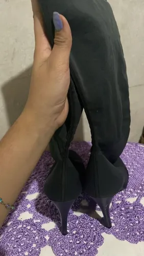Bota Over The Knee Preta Salto Fino
