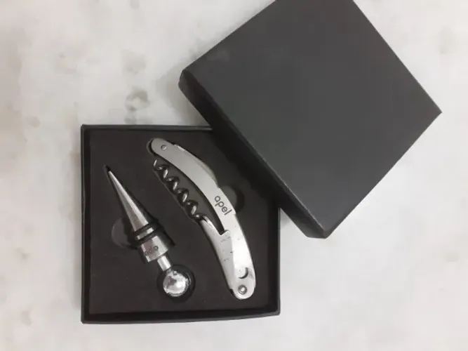Kit para vinho com abridor e tampa para garrafa