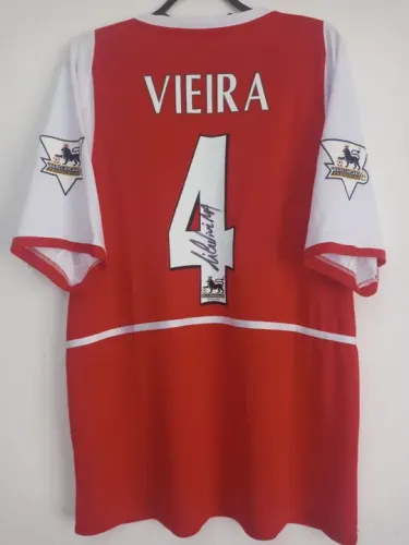Camisa Arsenal Campeão Invicto Premier League 2003 #4 Vieira Autografada Certificada