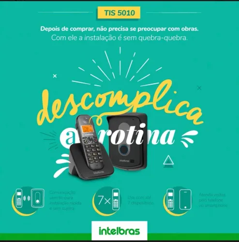 Porteiro Eletrônico Sem Fio Intelbras Tis 5010 3 Ramal Extr