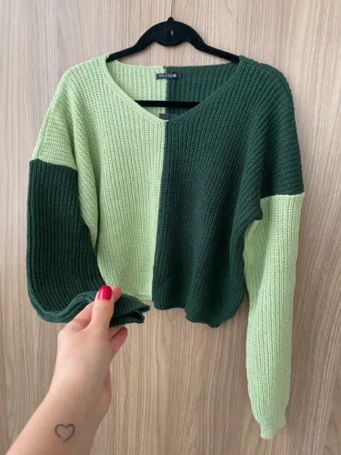 Blusa Tricô Bicolor