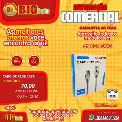 Cabo Rede Cat6 Blindado 30 Metros