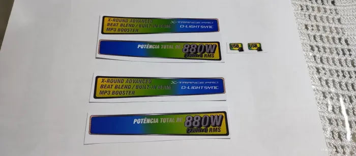 Kit de adesivos aparelho de som Sony zux 9