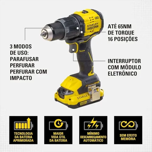 Parafusadeira e Furadeira 13mm 20V SBD714D2T 2 Baterias 2ah 1 Carregador e Maleta