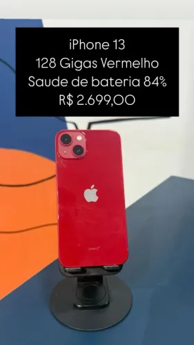 iPhone 13 / 128GB / Vermelho / Saúde de bateria 84% /